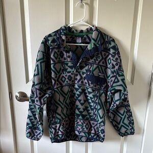 Patagonia Green and Blue Cozy Fleece Jacket